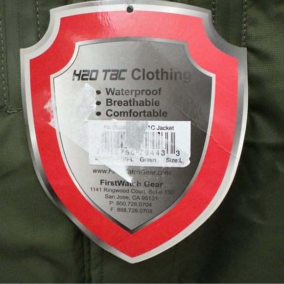 Waterproof Tactical Jacket H2O Tac Men’s L Green NWT - Picture 8 of 16